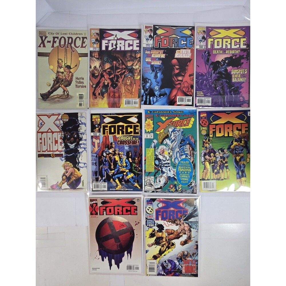 X-Force Marvel Comics Lot of 10 #18 44 46 48 77-80 94 115 Stryfe Card